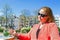 Yount dutch woman drinking mint tea in Amsterdam Netherlands