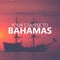 Your Course to Bahamas. Pirate Boat on the sea at sunset. Red sk