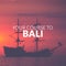 Your Course to Bali. Pirate Boat on the sea at sunset. Red sky.