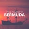 Your Course to Bermuda. Pirate Boat on the sea at sunset. Red sk