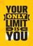 Your Only Limit Is You. Inspiring Creative Motivation Quote Poster Template. Vector Typography Banner Design Concept