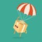 Your package rushes to you by parachute. Vector graphics