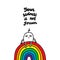 Your sadness is not forever hand drawn  illustration. Cartoon men sad sitting on the rainbow