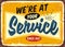 We are at your service retro store sign design