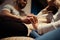 Youre everything Ive been praying for. a young couple holding hands while sitting together at home.