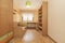 Youth bedroom with pine wood furniture with matching shelves, desk