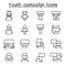 Youth campaign related vector line icons. contains such Icons as banner, placard, advertising, teen, protest, demand, boy, girl,