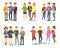 Youth group of teenagers vector grouped teens characters of girls or boys together and young student community