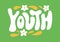 Youth lettering text. Hippy doodle typography print, summer poster. 70s retro festival inspiration positive inscription