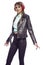 Youth Lifestyle. Relaxed Winsome Young Caucasian Female in Sport Fitness Outfit and Leather Jacket Posing With Wireless Headphones