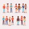 Youth teens group vector grouped teenagers and friends characters of girls or boys together illustration young student