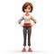 Youthful 3d Animated Girl Character With Figurative Texture