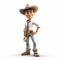 Youthful 3d Cowboy Character With Strong Facial Expression