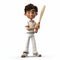 Youthful 3d Rendered Cricket Boy Holding Wicket - Ivory Style