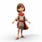 Youthful Adventure: 3d Cartoon Girl In Red Robe With Biblical Motifs