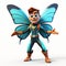 Youthful Adventure: 3d Rendered Cartoon Butterfly Character