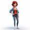 Youthful Animated Character Cartoon Woman Render