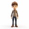 Youthful Cartoon Boy Figurine On White Background