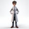 Youthful Cartoon Doctor 3d Model With High-contrast Shading