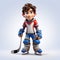 Youthful And Charming Cartoon Ice Hockey Player - 3d Animation