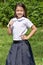 Youthful Diverse Juvenile Wearing Skirt