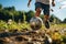 Youthful energy, low view of boys feet as they kick soccer ball