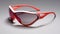 Youthful Energy: Red And White Sunglasses With Hyper-detailed Design