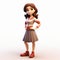 Youthful Female Cartoon Character 3d Model With Strong Color Contrasts