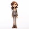 Youthful Female Figurine Cartoon Illustration With Toy-like Proportions