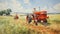 Youthful Motion: A Terry Dodson Inspired Painting Of Two Men On Tractors