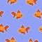 Youthful pattern with goldfish in cartoon outline style
