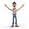 Youthful Protagonist: 3d Cartoon Character Model With Rustic Figurative Style