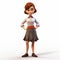 Youthful Protagonist A Maya Rendered Cartoon Character In Classic Academia Style