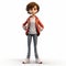 Youthful Protagonist: A Photorealistic Rendering Of A Cartoon Figure In Skinny Jeans