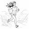 Youthful Protagonists: A Black And White Running Coloring Page