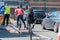 Youths doing stunts on bicycles on main roads in stratford upon avon