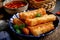 Youtiao on a plate with parsley