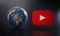 Youtube Logo Beside Earth 3D Rendering. Top Apps Concept