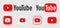YouTube logo. Icons of YouTube, video hosting that provides users with services for storing, delivering and displaying video.
