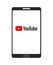 YouTube logo on screen. Social media and video sharing icon on tablet screen.