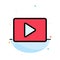 YouTube, Paly, Video, Player Abstract Flat Color Icon Template