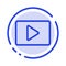 YouTube, Paly, Video, Player Blue Dotted Line Line Icon