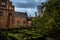 Ystad - October 22, 2017: Gardens of Greyfriars Abbey in the historic center of the town of Ystad in Skane, Sweden