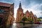 Ystad - October 22, 2017: Saint Mary`s Church at the historic center of the town of Ystad in Skane, Sweden