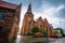 Ystad - October 22, 2017: Saint Mary`s Church at the historic center of the town of Ystad in Skane, Sweden