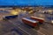 Ystad, Sweden, lorries waiting to enter the prom