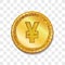 Yuan realistic golden coin symbol