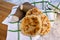 Yucca bread on Wood background