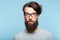 Yuck disgusted bearded hipster glasses quirky man