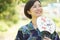 Yukata woman with a smile